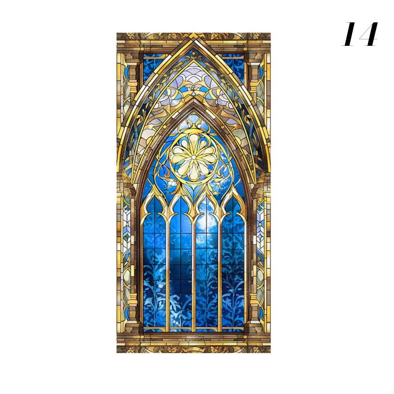Ретро Арт-стекло Пленка Европейский стиль Витраж Церковное искусство Приватность Окна Наклейки Непрозрачный Отель Клуб Веранда Окно Декор Пленка