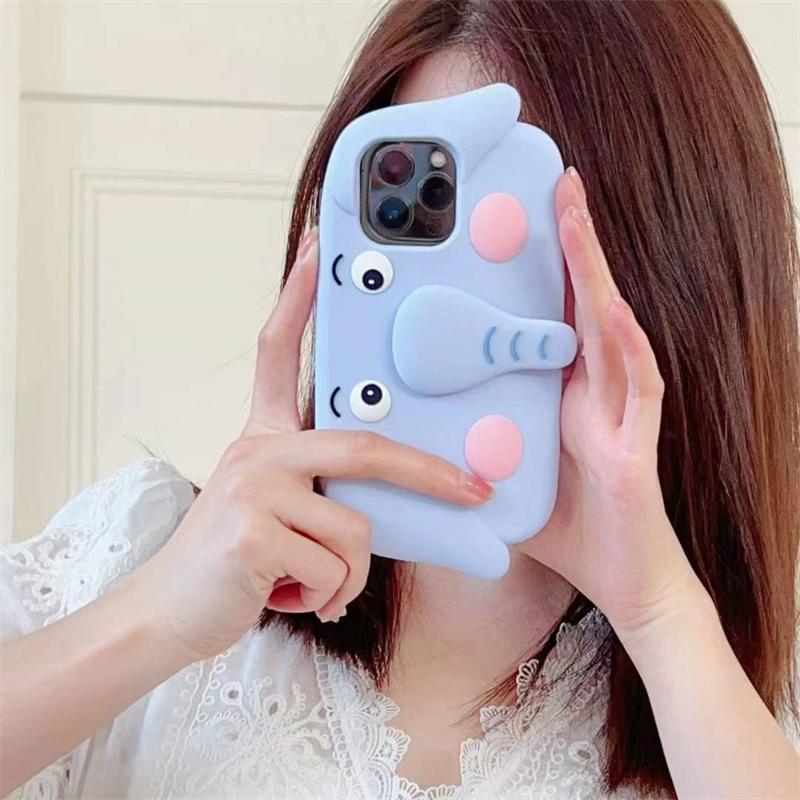 Модный милый чехол для телефона с подставкой со слоном для iPhone 15 14 13 12 11 Pro Max силиконовый чехол для iPhone 15 14 13 12 11