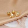 Simple Geometric Triangle Moon Small Stud Earrings For Women Fashion Stainless Steel Heart Hand Piercing Earring Punk Jewelry