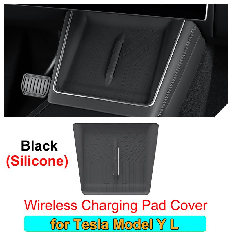 for Tesla Model Y L YL 2026 2025 Center Console Wireless Charging Pad Protect Mat Cover Dashboard Storage Tray ETC Phone Holder