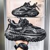 New Exquisite Sneakers Lace Up Color Blocked Breathable Casual Shoes with Increased Height and Thick Bottom Men's Running Shoes