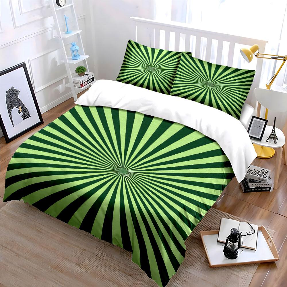 Green radial burst pattern. Bedding sets Duvet cover sets Duvet covers Pillowcases(1* Duvet Cover 2* Pillowcases without duvet insert)