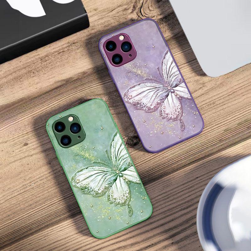 Радужная Бабочка Зеленая Для IPhone 16 Pro Max 15 Pro 14 13 12 Mini 11 XS Max XR 7 8 Plus SE 2022 Закаленное Стекло Чехол для Телефона