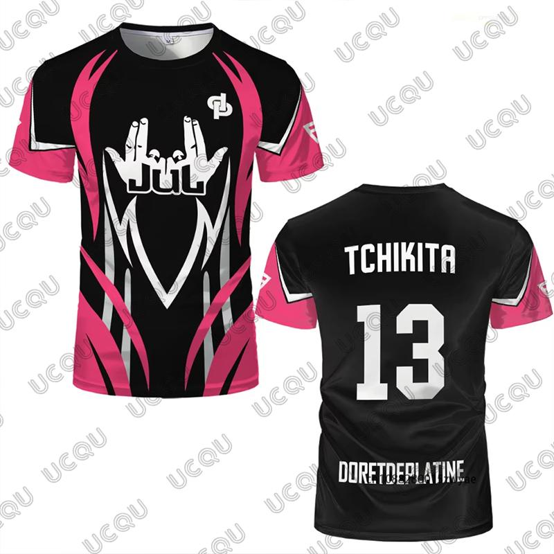 Summer New Pink JUL Football Jerseys Men's T-shirt Quick-dry Breathable Short Sleeve Casual Tees Oversized Sports Kids/Adult Top