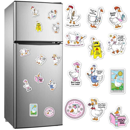 12 шт. Магнит на холодильник "Глупый гусь" для дома, офиса, кухни, шкафчика, холодильника, ПВХ, водонепроницаемый, мультяшный