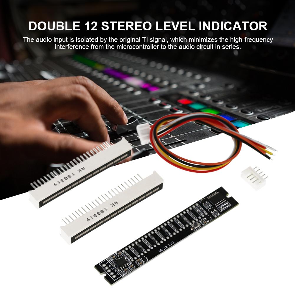 7-12V Dual Channel 12 Bit LED Music Spectrum Level Indicator Light Adjustable Light Speed Audio Music VU Level Indicator Meter