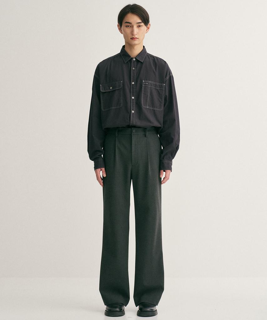 ANOTHER OFFICE Habana Boot-Cut Slacks (Heather Charcoal)