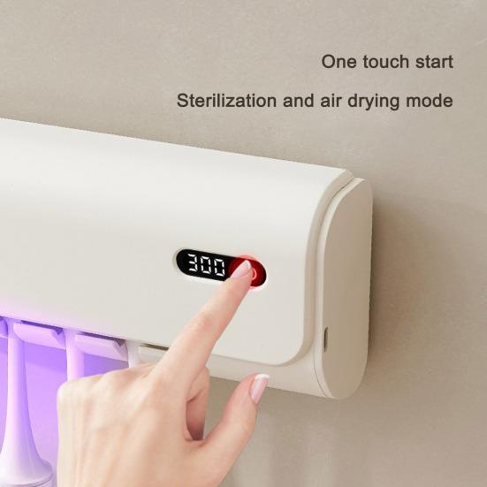 Держатель зубной щетки с двухдиапазонной УФ-стерилизацией, сенсорным управлением, цифровым дисплеем, перезаряжаемый самоклеящийся органайзер для зубных щеток
