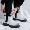 Зимние ботинки класса люкс, белые, с острым носком, на платформе, ботинки челси, мужские кожаные, большие, 38-46, высококачественные мотоциклетные ботинки