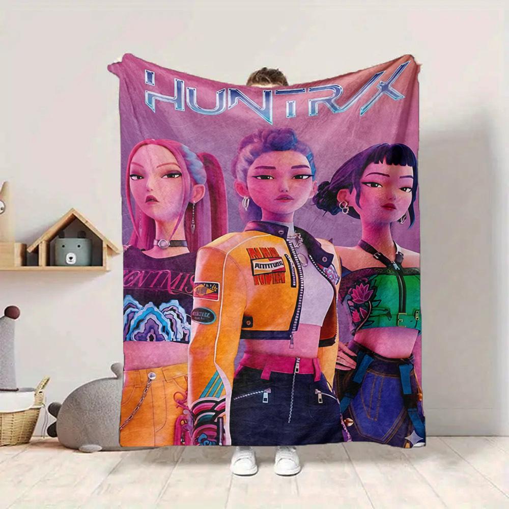 1 шт. Huntrix, K-pop Плед Легкий фланелевый плед для дивана, кровати, путешествий, кемпинга, гостиной, офиса, дивана