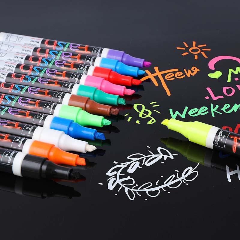 Liquid Chalk Markers for Chalkboard 8 Pack / 12 Pack Dry Erase Fluorescent Neon Highlighter Pen Non Toxic Safe Washable Marker for School Chalkboard