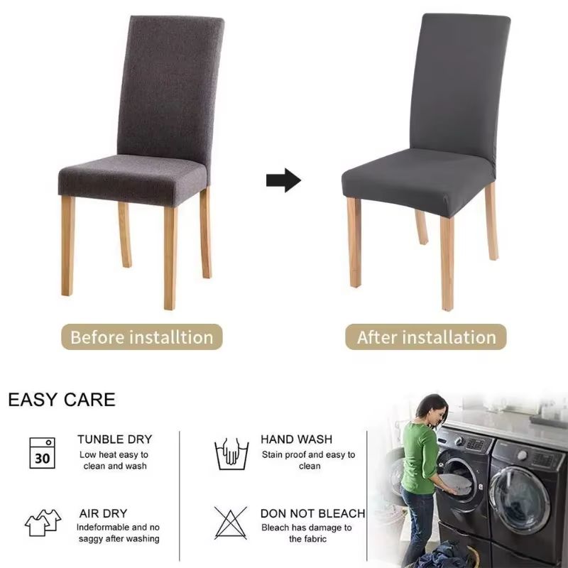 Stretch Spandex Chair Covers Adjustable Elastic Slipcovers for Kitchen Dining Room Wedding Banquet Home Decor
