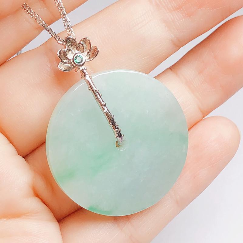 Клипса-цветок из стерлингового серебра S925 с жадеитом и янтарем, с застежкой-иглой