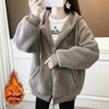 Женский флисовый кардиган с капюшоном - новый стиль осень/зима из толстого овечьего флиса