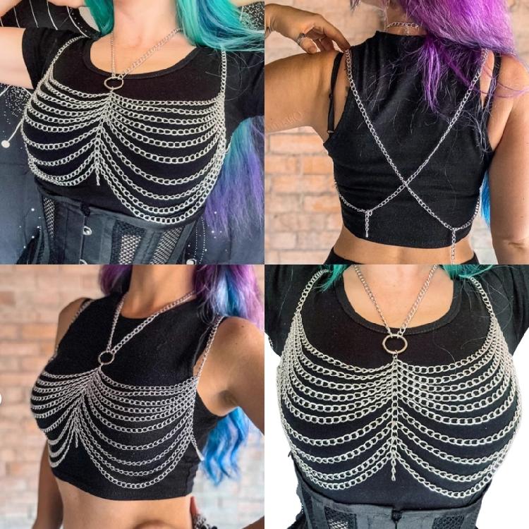 Модная Металлическая Цепь на Тело Уникальное Колье-Цепь Заявление Металлический Аксессуар на Тело для Уверенных Женщин Легко Регулируется