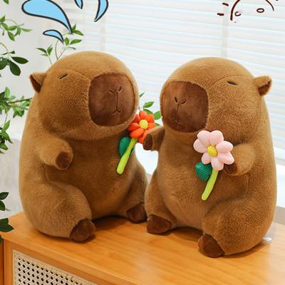 Мягкая Цветочная Капибара Плюшевая Игрушка Коричневая Капибара Фаршированная Кукла Капибара Плюшевая Кукла Рождественский Подарок