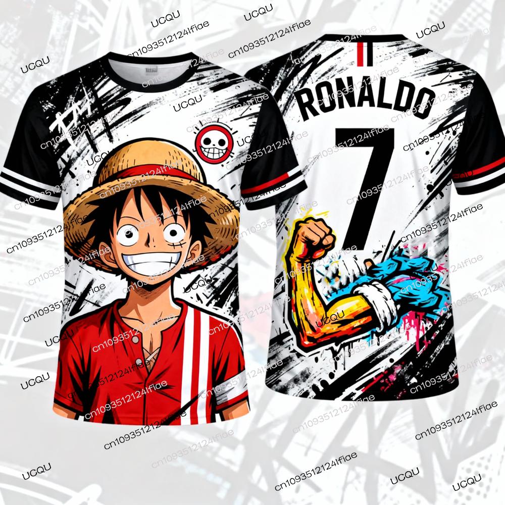 2026 Новинка One Piece Специальное издание Мужская Футболка для Футбола Роналду 7 Футбольная Рубашка Футболка Детская с Принтом Луффи Футболка