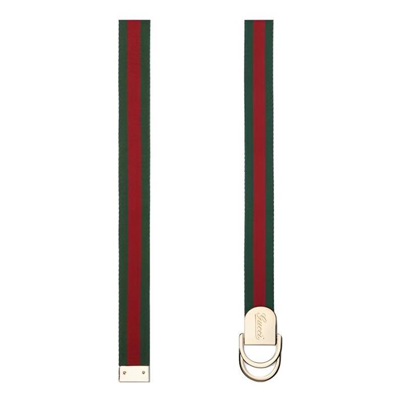 GUCCI Gucci Web Color Block Canvas Metal Belt Women's Green Width 2.5cm 790170HAAGV8479