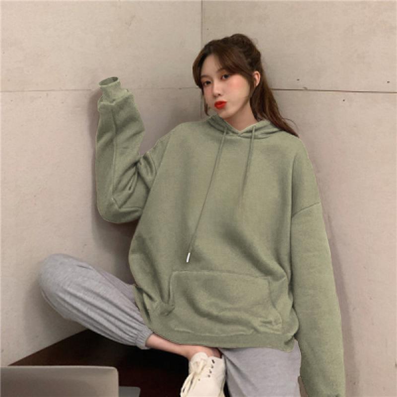 Vintage Plush Thick Hooded Sweater: Women's Long-Sleeve Autumn/Winter Top