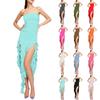 Women's Sexy One Shoulder Jellyfish Ruffled Dress Summer  Sleeveless Dresses Beach Dress
