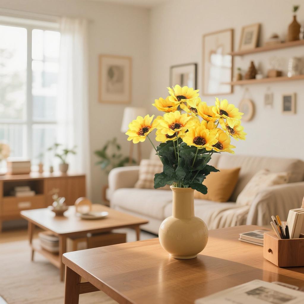 Букет искусственных подсолнухов, украшение для гостиной, цветы, свадебный садовый комплект скатертей, искусственные цветы