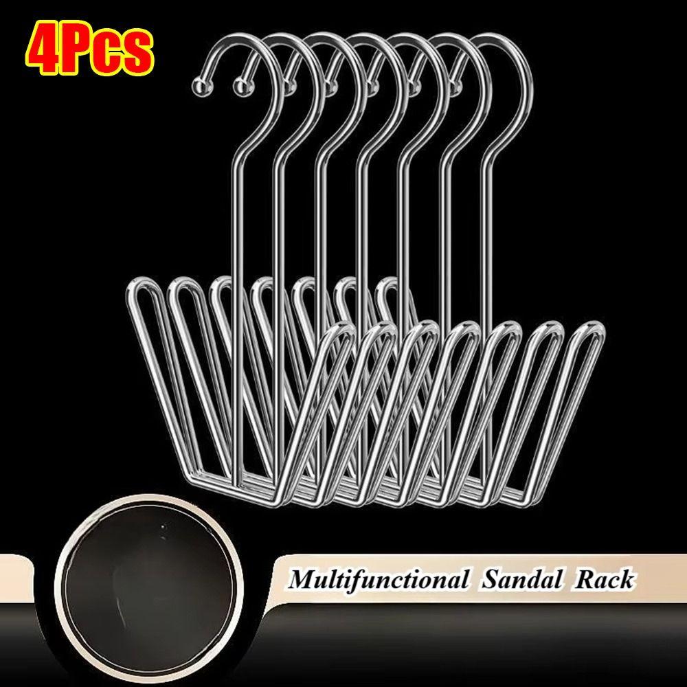 4Pcs/Pack Stainless Steel Clothes Hanger Hook Silver Storage Organizer New Shoe Drying Rack