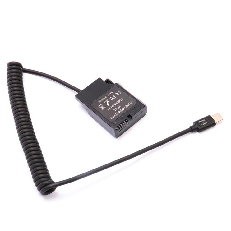 EN-EL14 Заглушка аккумулятора USB-C Адаптер-муфта с пружинным кабелем питания USB Type-C для