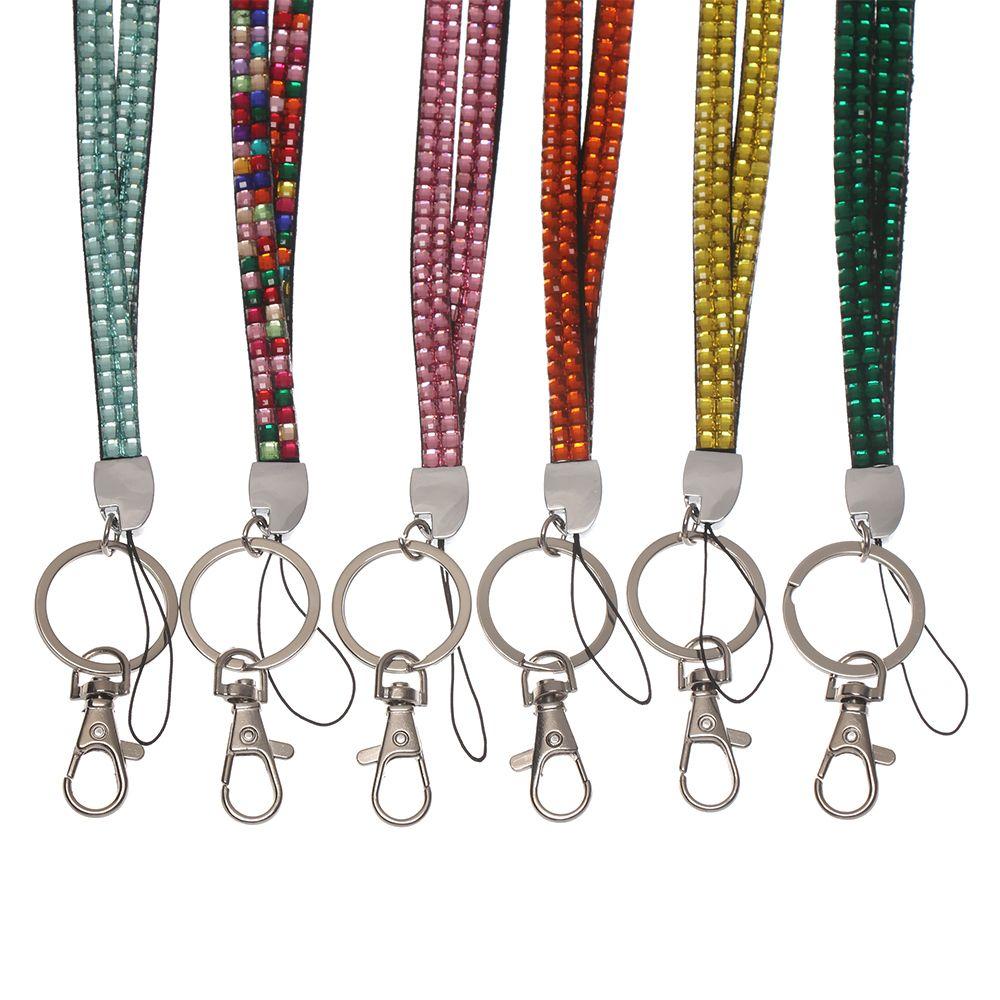 1pc Badges Crystal Retractable Rhinestone Necklace Hanging Rope Neck Strap Lanyard