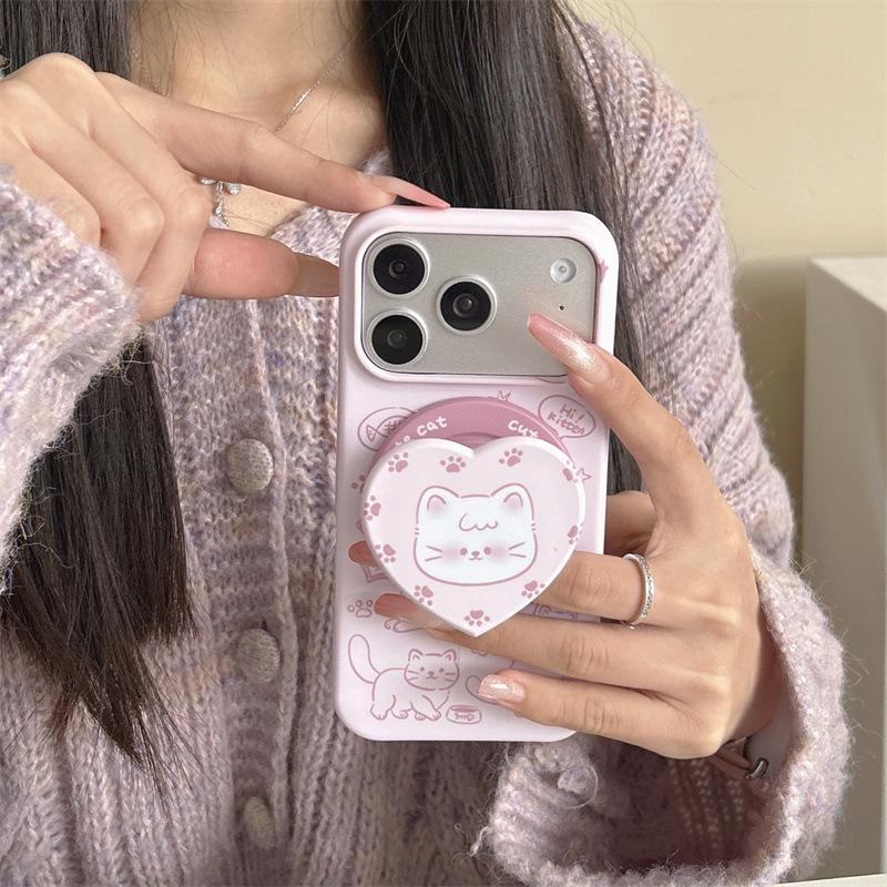 Корейский магнитный держатель-кошка для чехла iPhone: Совместимо с iPhone 17/16 Pro Max/15 Pro