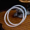 Moisturizing and transparent lychee frozen white moonlight fine strip double circle jingle bracelet, simple and versatile jade bracelet