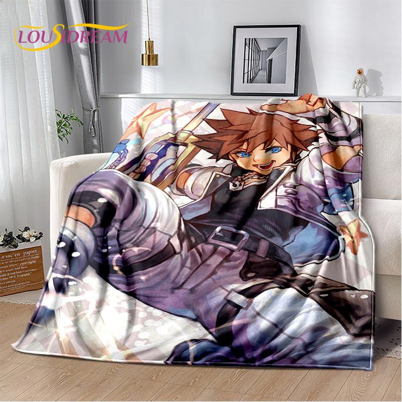 Cartoon Kingdom Hearts Games 3D Soft Flannel Blanket for Beds Bedroom Sofa Picnic,Throw Blanket for Cover Outdoors Leisure Gift