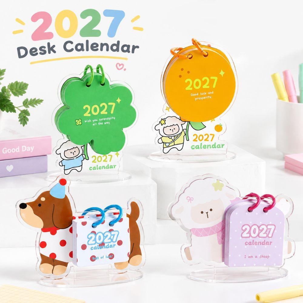 Card Paper 2027 Desk Calendar Puppy Shape Standing Table Calendar 2027 Table Calendar  Table Decor