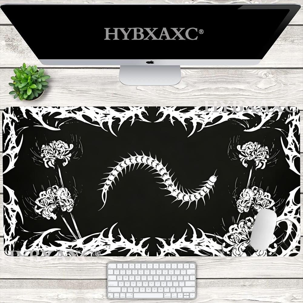 HYBXAXC Готская Сороконожка Коврик для Мыши Большой Игровой Коврик для Стола Цветочный Ужас Дизайн для Эстетичного Геймера и Офисной Установки Weirdcore