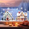 Christmas Double House Window Cling Removable Waterproof PVC Merry Christmas Winter Cabin Static Glass Sticker Holiday Party Decoration Decal