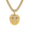 Full Diamond Lion Head Exaggerated Animal Pendant Dragon Beard Chain, Men's Chain Hip-hop Style Personality Necklace