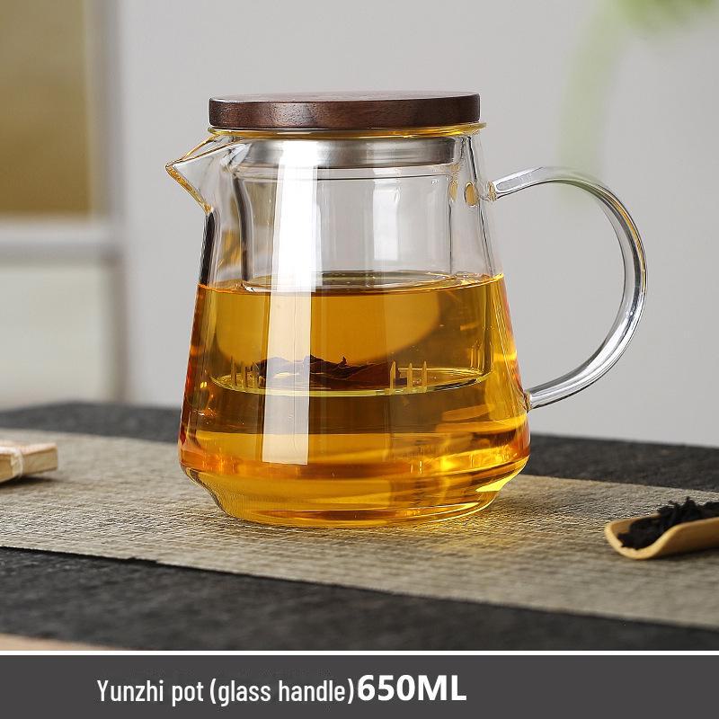Стеклянный чайник с фильтром и боковой ручкой, устойчивый к высоким температурам, для использования в офисе или заваривания цветочного чая