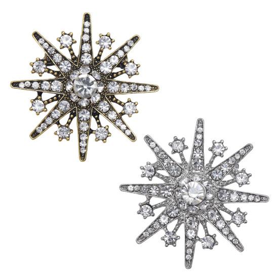 Ретро восьмиконечная звезда, сверкающие ювелирные изделия, инкрустированная искусственными бриллиантами брошь, аксессуары для одежды, брошь
