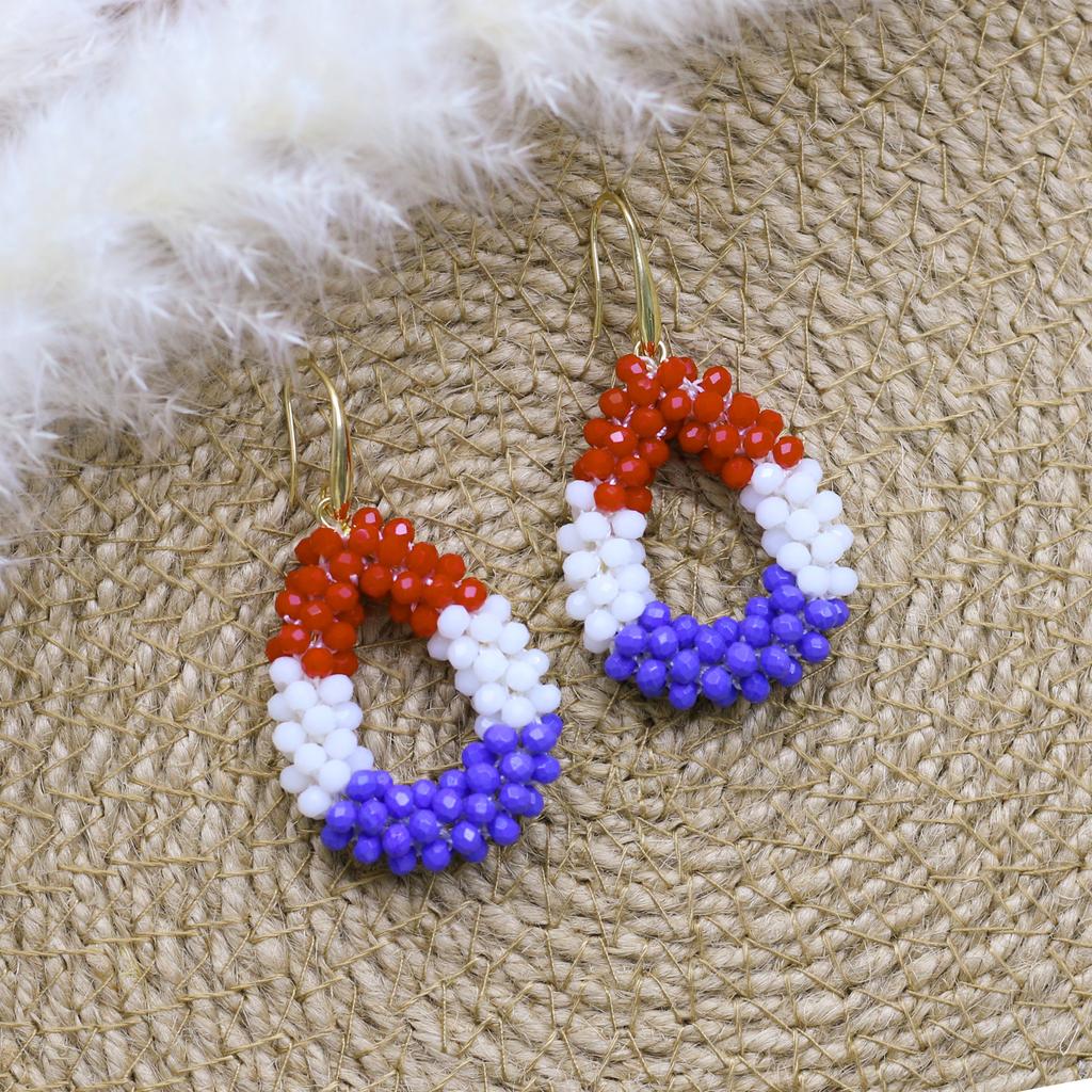 Small Earrings National Flag Colors Water Drop Earrings for Handmade Beads Crystal Earrings Gift Jewelry EA124