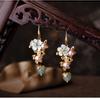 Ethnic Vintage Freshwater Bead Dangle Earrings Fashion Jewelry Drop Shell Flower Earrings for Women