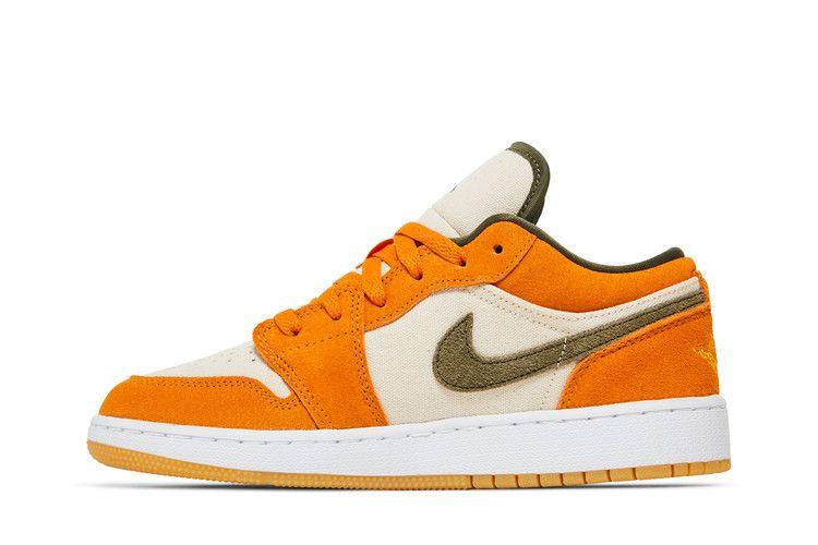 Kids' Sneakers Jordan 1 Low Light Curry (GS) White/Medium Olive/Light Curry