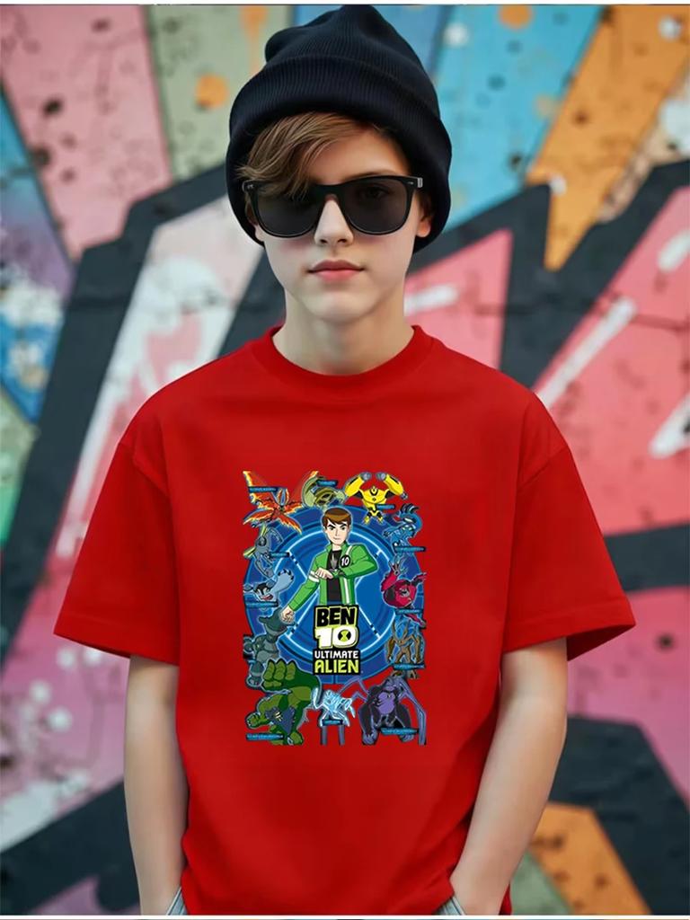 Ben 10 Diamondhead Heatblast Four Arms Short Sleeve Top Kids Summer Cute Cartoon Crewneck Boys Girls Ages 3-14