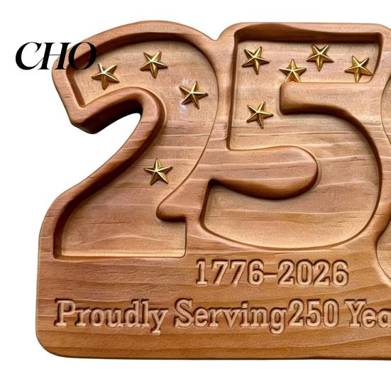 Salami And Cracker Board Wooden Charcuterie Tray, 250th Anniversary Patriotic Serving Platter American Independence Souvenir for Cheese Snacks,