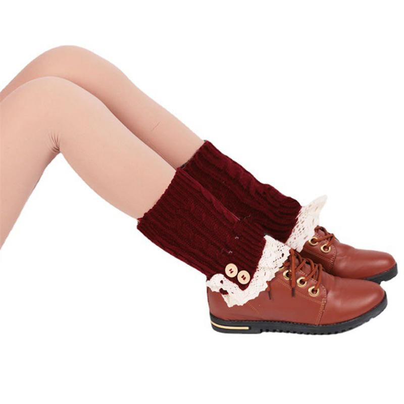 Женские вязаные эластичные манжеты для сапог, зимние теплые короткие гетры, вязаные крючком носки для сапог