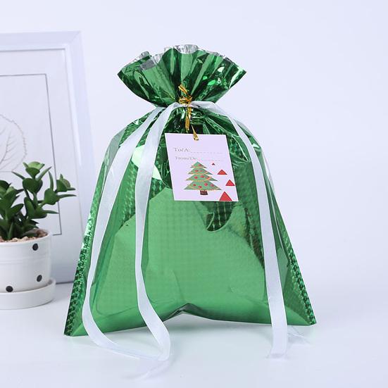 Pcs Christmas 10 Drawstring Gift Bags Holiday Foil Gift Bags Reusable Xmas Gift Wrapping Bags For Gifts Presents Xmas Party Favors