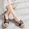 Модные новые летние женские тапочки с одним словом, подошва из пеньковой веревки, однотонные, модный тренд, домашние и уличные тапочки с мелким цветком
