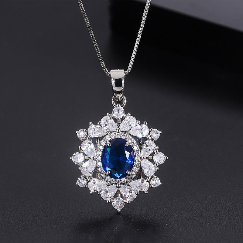 Горячие популярные имитационные ювелирные изделия, высокие ювелирные изделия, синие серьги-гвоздики, ожерелье, модные женские серьги-гвоздики