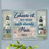 Decorative Signs& PlaquesVintage Nautical Lighthouse Metal Wall Art Sign - Home Is Where the Night Also Falls Goodnight Quote