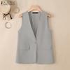 Women Summer Casual V-Neck Solid Color Sleeveless Vest