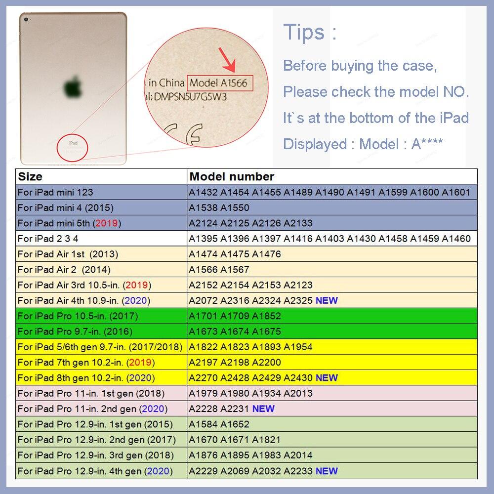 For iPad Air 4 Case iPad Pro 11 Case M1 Pro 10.5 Case for iPad Mini 5 Capa for iPad Air 3 Funda 9.7 10.2 Pencil Case