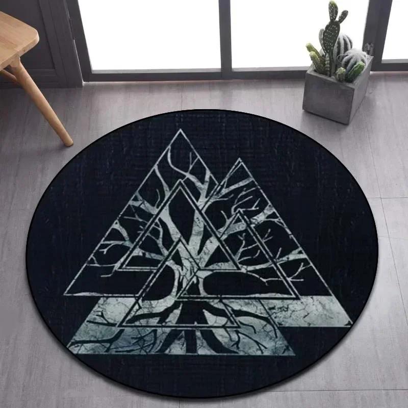 Viking Valknut Yggdrasil Tree of Life круглый ковер, ковер для гостиной, спальни, дивана, декор игровой комнаты, нескользящий напольный коврик